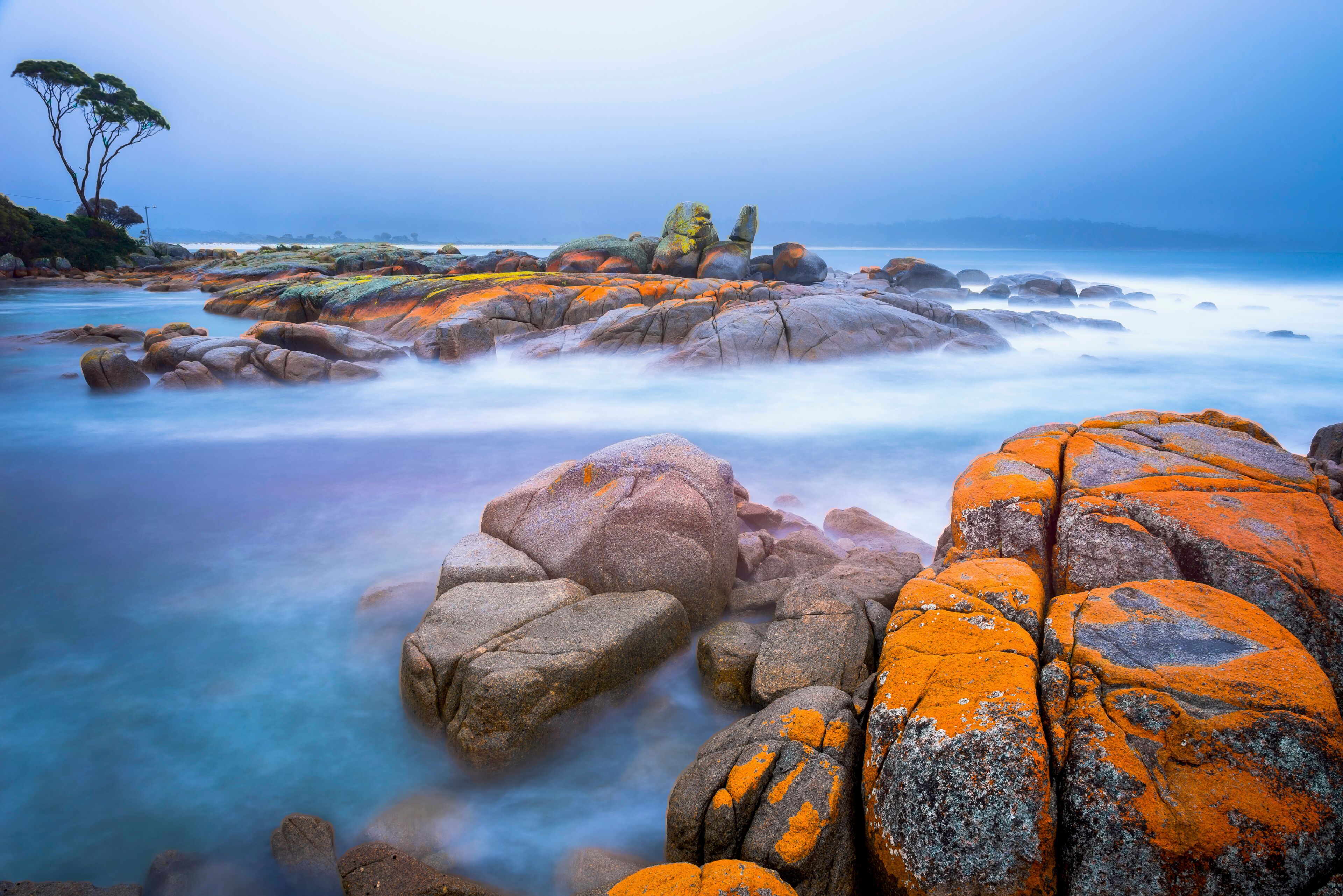 The Bay of Fires (indigenous name: larapuna) is a bay on the northeastern coast of Tasmania in Australia.