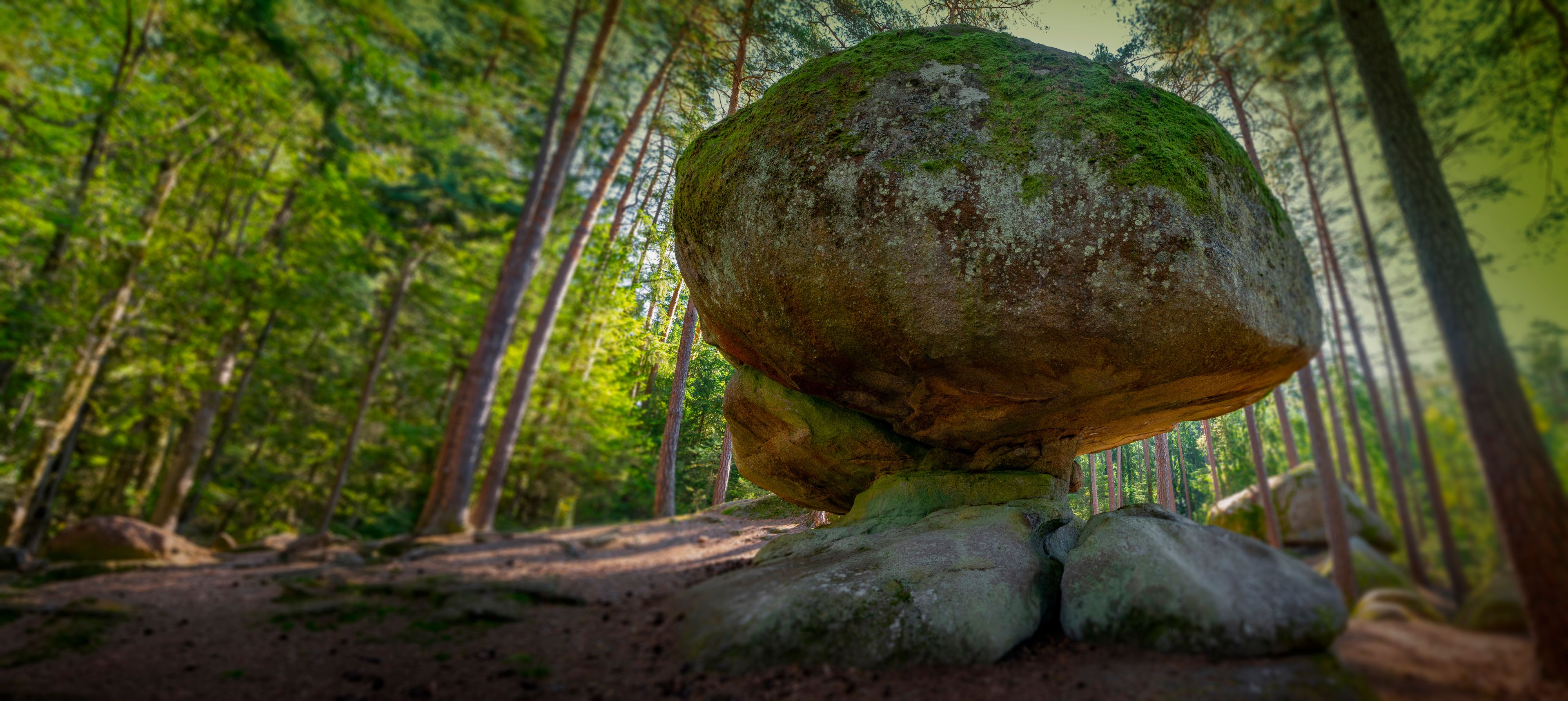 mythical stone giants and viklas and granit rockformation in Blockheide, natural reserve near Gmünd, Austria
