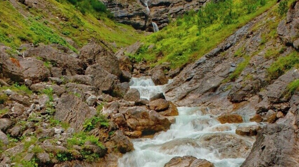 July 2015
Otterbach creek, Lechtal Alps
Otterbach creek as seen at the beginning of the valley running to the village of Gramais in Lechtal Alps in Austria. It is almost the end of the round trek from Gramais over Memminger Huette and back. The descend from Memminger Huette takes some 3 to 4 hours and for us it was quite tough as we had to do it in the full mist and slight rain. However an experience does not have to be always pleasant as long as it is strong :)