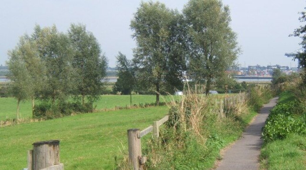 Footpath by the B1456 to Shotley Gate