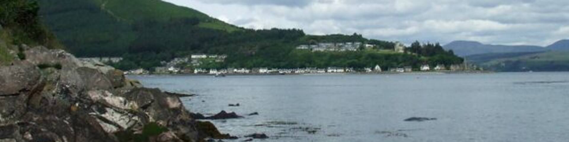 Strone Point Viewed from the beach at Hunter's Quay ferry terminal.
