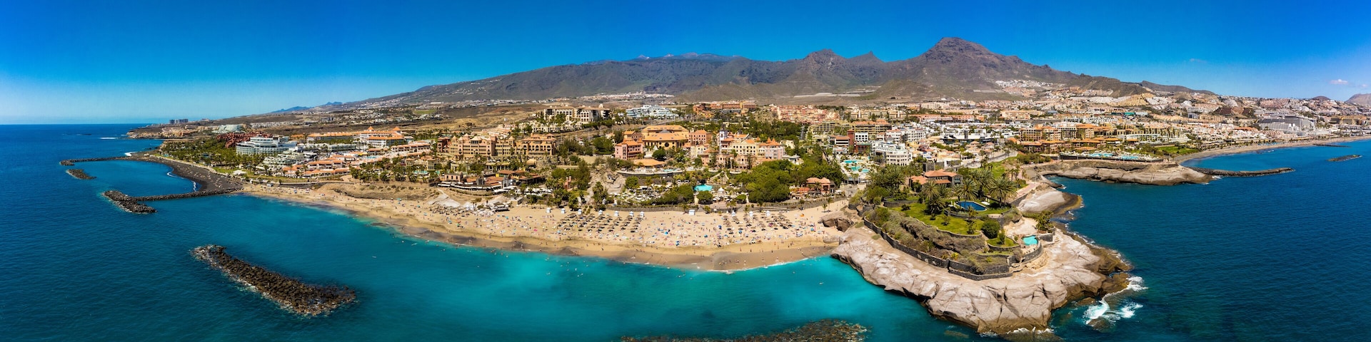 El Duque beach and coastline in Tenerife. Adeje coast Canary island, Spain