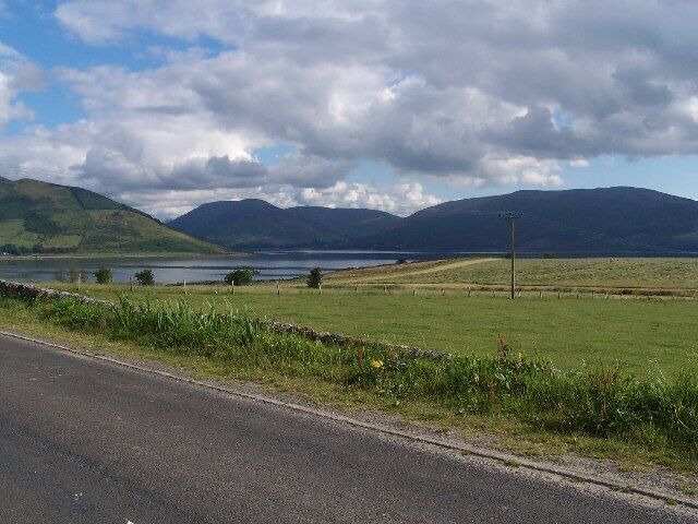 Road to Rhubodach at Ardmaliesh Point. Looking over to Loch Striven and Inverchaolain Glen.