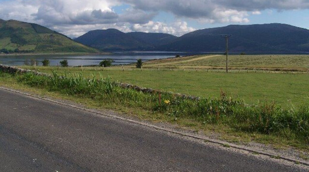 Road to Rhubodach at Ardmaliesh Point. Looking over to Loch Striven and Inverchaolain Glen.