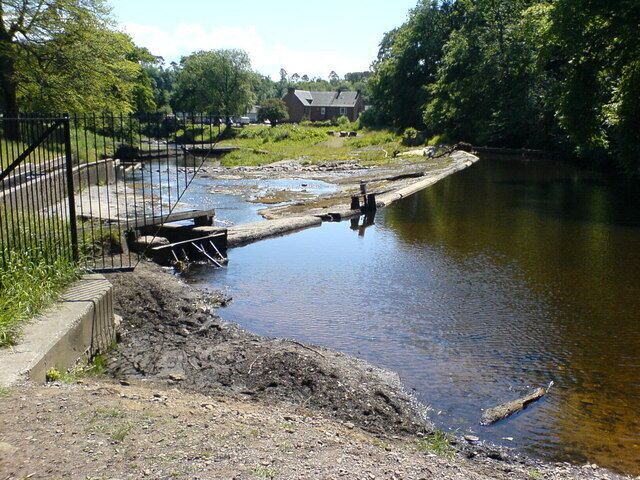The weir across the River Ayr The weir across the River Ayr this used to supply water to the mills.