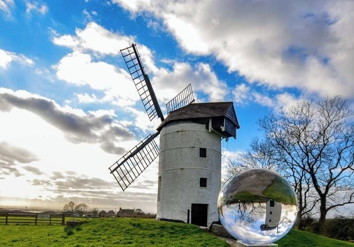Returned to this lovely windmill on a nice day and took a glass sphere, very happy with the result.