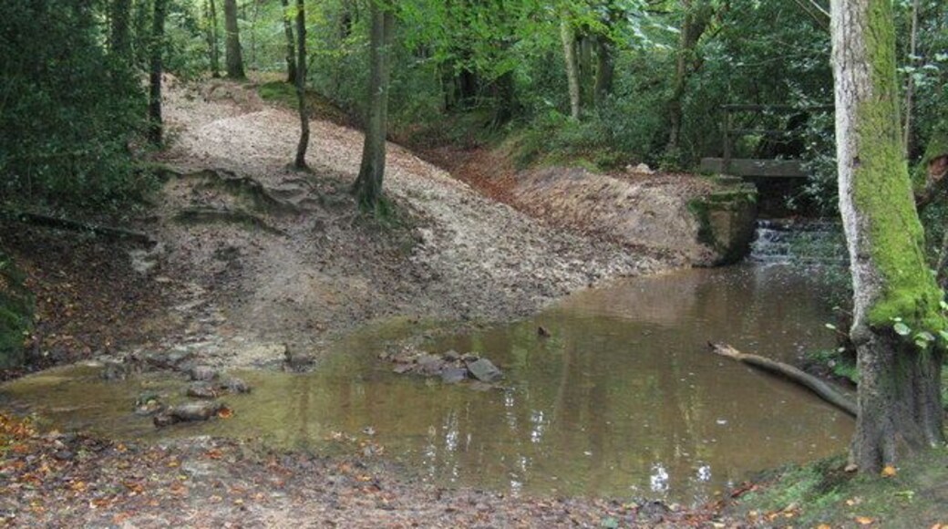 Ford on bridleway to Chelwood Gate A footbridge is available to the right or stepping stones on the left