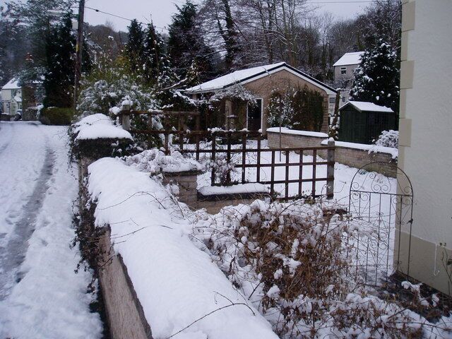 Cymau Road in the snow