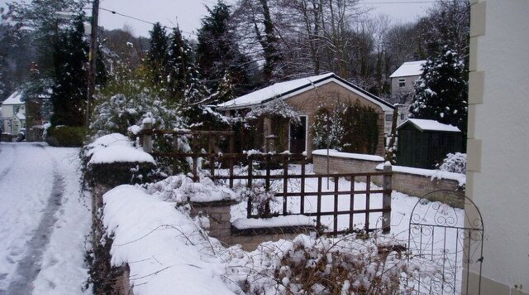 Cymau Road in the snow