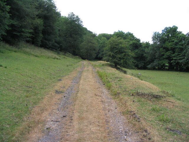 Dismantled railway line, Ffrith. This was called the Wrexham and Minera Joint Railway - even though it doesn't appear to have connected those places. The line was owned jointly by the London and North Western Railway and the Great Western Railway.