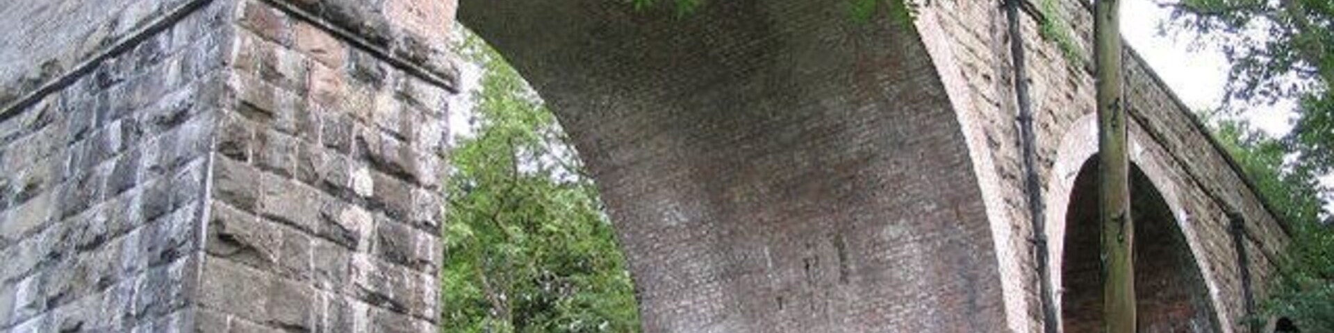 Disused railway viaduct, Ffrith. This is quite a substantial viaduct for the tiny valley it crosses.