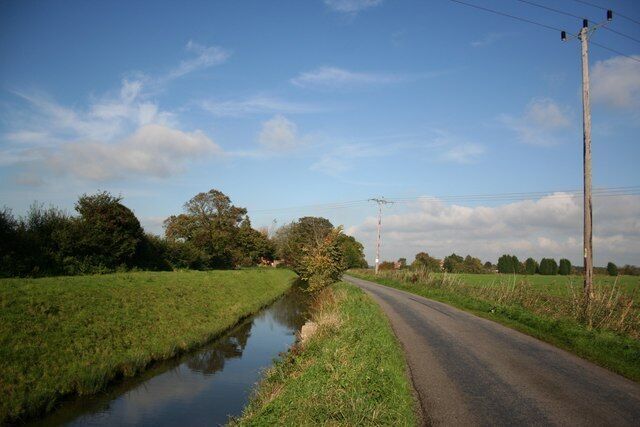 The Lymn Stream alongside Croft Lane forming the parish boundary between Croft and Thorpe St.Peter
