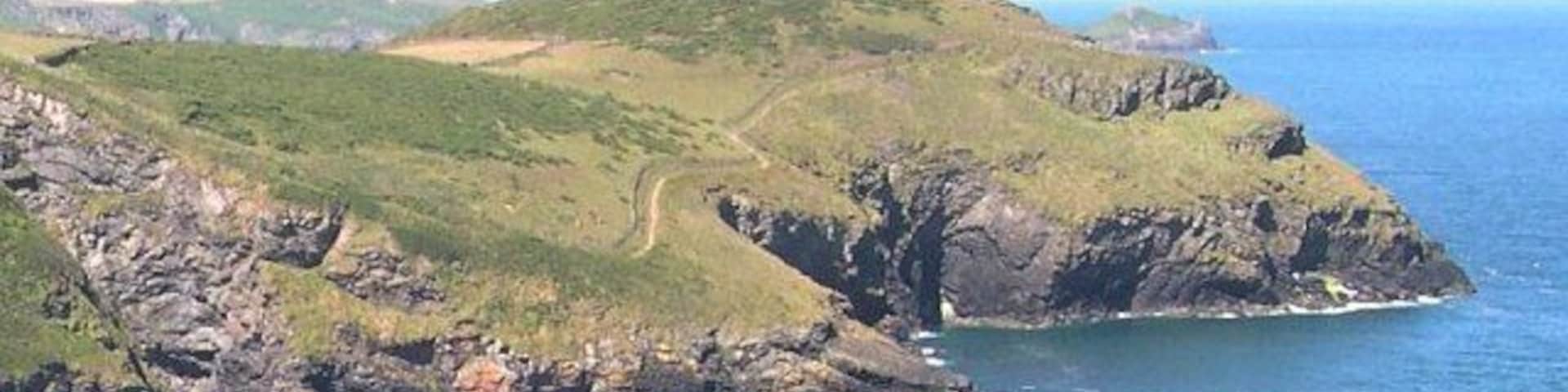 Kellan Head. Photograph taken from the coast path above Scarnor Point.