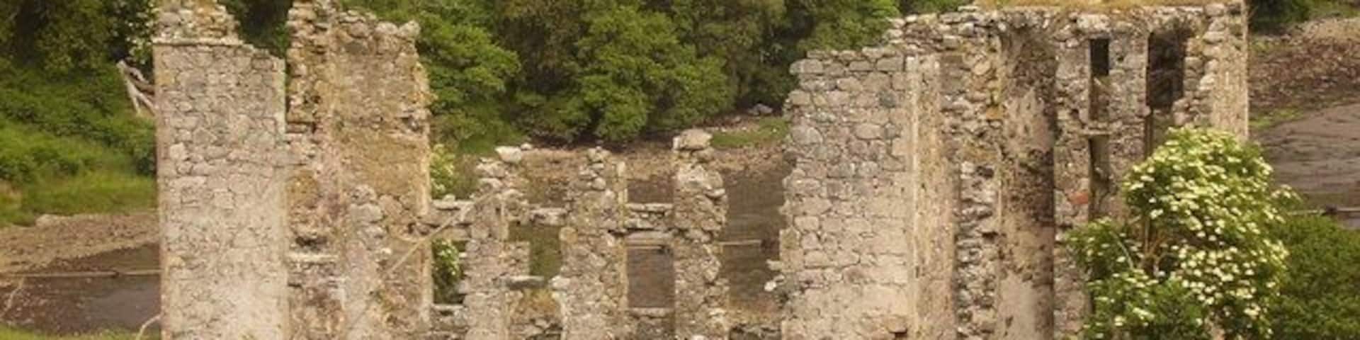 ruined castle. This is the ruins of the old woollen mill, just off the road at Spinningdale.