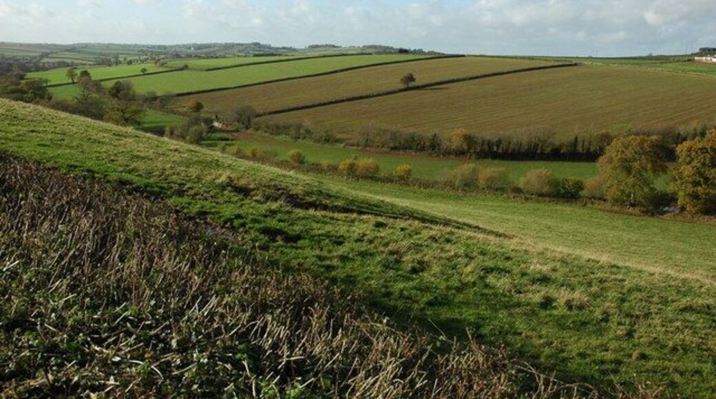 Farmland near Bow Farmland to the north of Bow viewed here from the A3072.