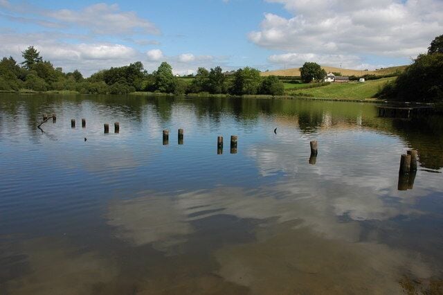 Fachwen Pool The remains of a jetty in Fachwen Pool.