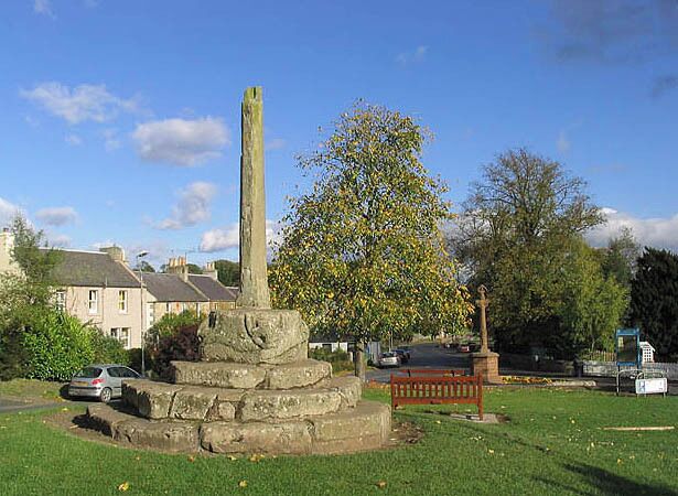 Ancrum Market Cross This late 16th century cross is situated on the village green. The head is missing from the stone shaft. Behind is the war memorial, erected in 1920, in the form of a market cross in red sandstone.