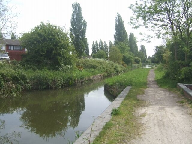 Wyrley & Essington Canal - Southeast of Sneyd Junction Looking towards Walsall. The canal almost turns back on itself at the junction with the abandoned Wyrley Branch.
