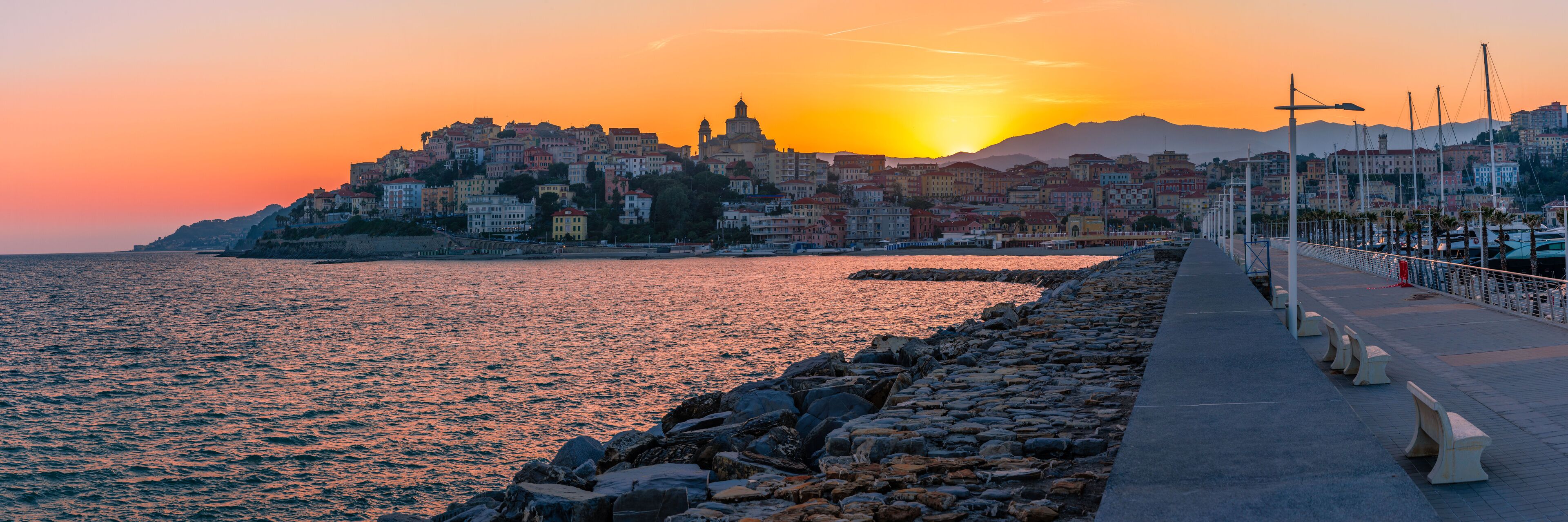 Porto Maurizio, Imperia at sunset. Liguria Italy