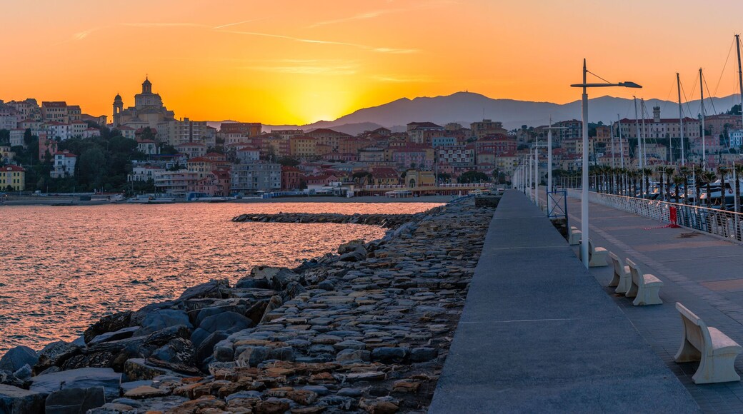 Porto Maurizio, Imperia at sunset. Liguria Italy
