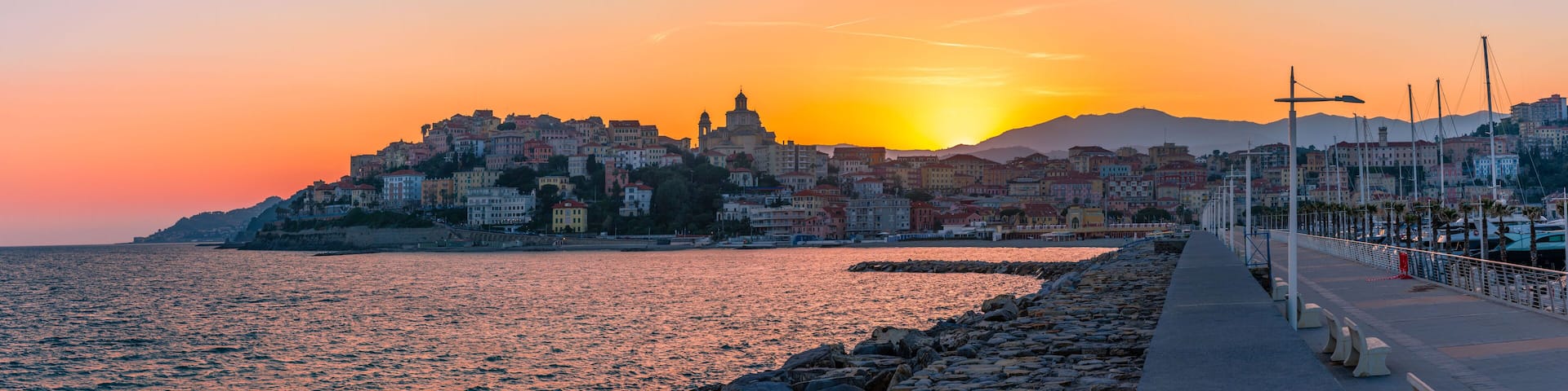 Porto Maurizio, Imperia at sunset. Liguria Italy