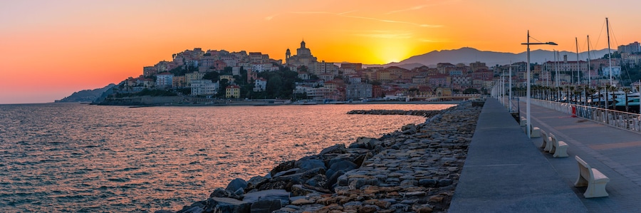 Porto Maurizio, Imperia at sunset. Liguria Italy
