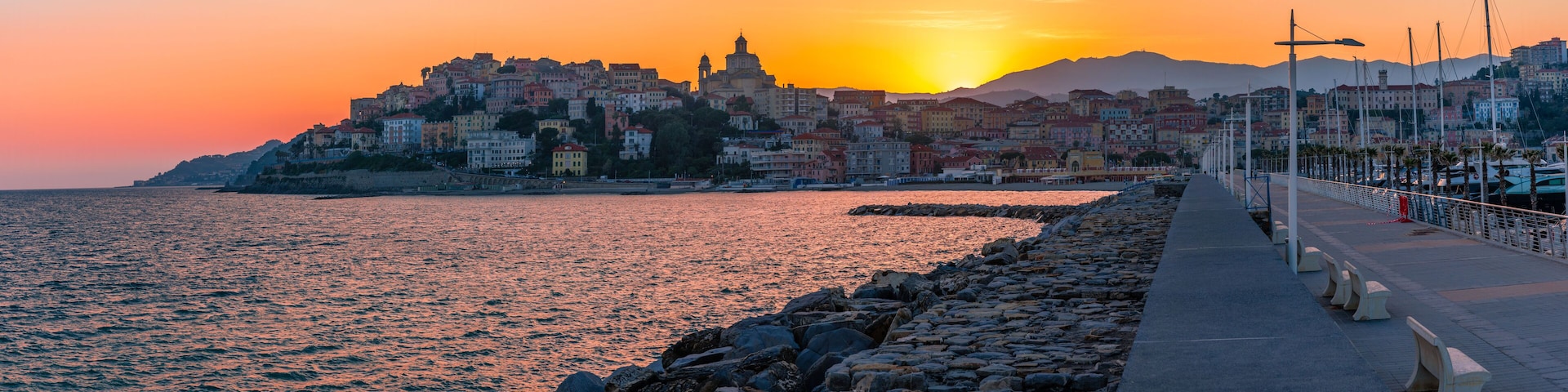 Porto Maurizio, Imperia at sunset. Liguria Italy