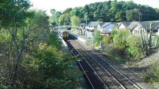 Hartwood Station Train departing, heading to Glasgow Central
