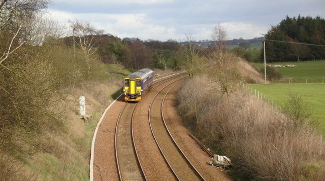 Next stop, Dykehead This two-car DMU (Diesel Multiple Unit) departs Hartwood station on its way to Dykehead on the Glasgow - Shotts - Edinburgh line.