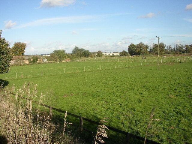 Moorland Stud. Previously known as the Cock & Bull Farm. Looking NE from the Herringwell Rd just north of the Railway Bridge