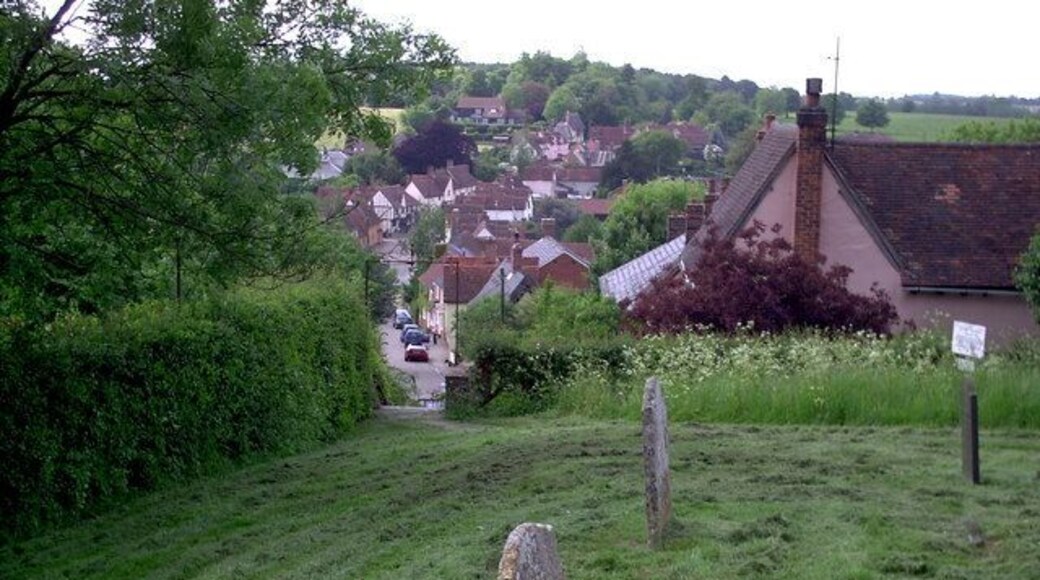 Kersey graveyard with Kersey in the background