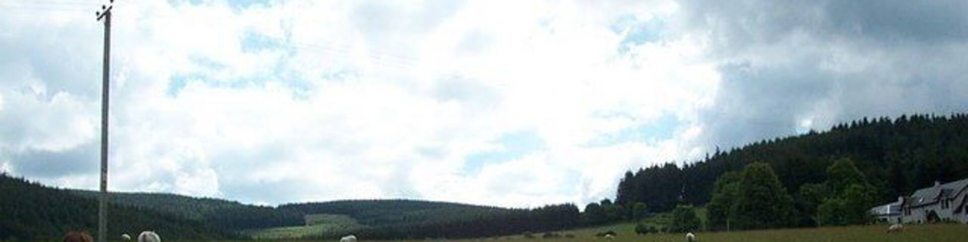 Looking up to the start of the minch Moor walk