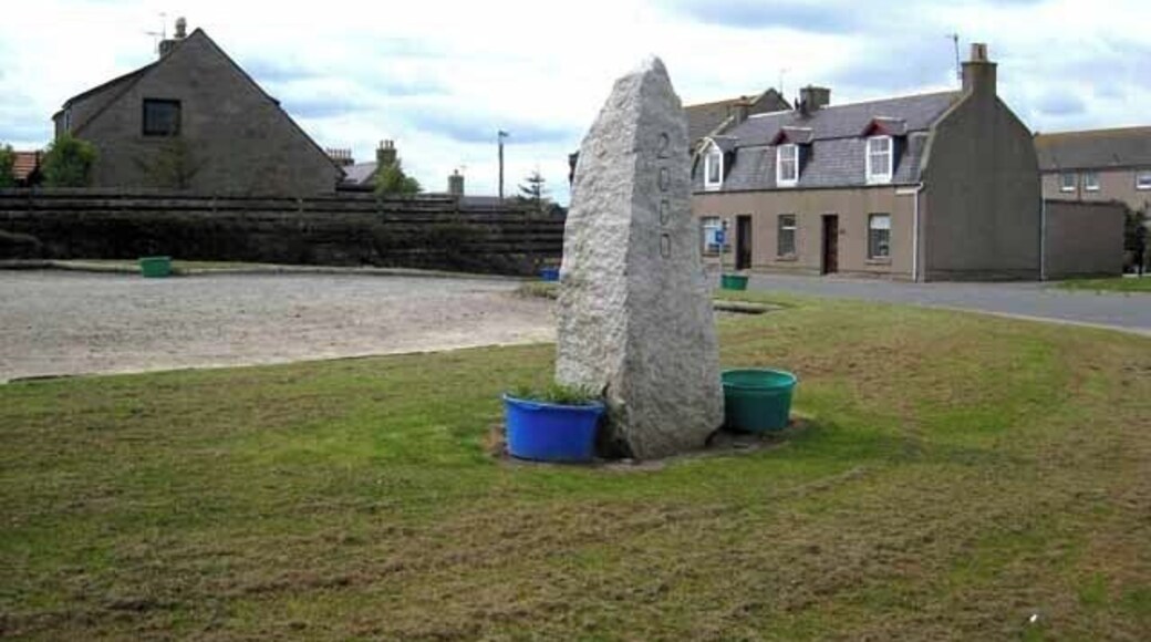 The Millennium Stone in New Aberdour Standing across the road from the Kirk.