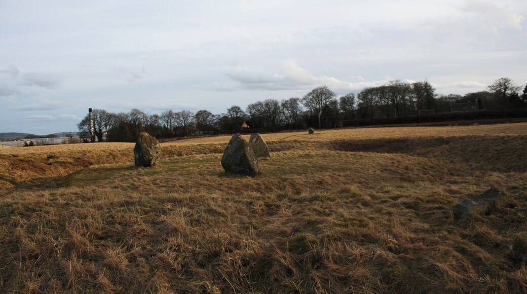 Broomend of Crichie Stones Three stones of the henge closer and the farther away marking an avenue approach.