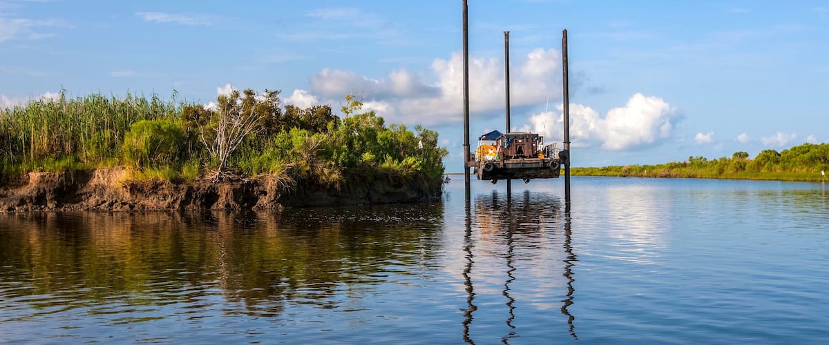 Jack up barge in the swamps of Venice, Louisiana