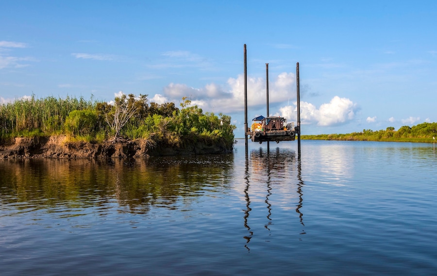 Jack up barge in the swamps of Venice, Louisiana
