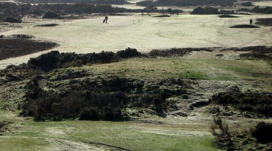 Troon Public Golf Course on a frosty day Part of the Troon Public Golf course taken from the road bridge next to Barassie Station on a cold frosty day in February.