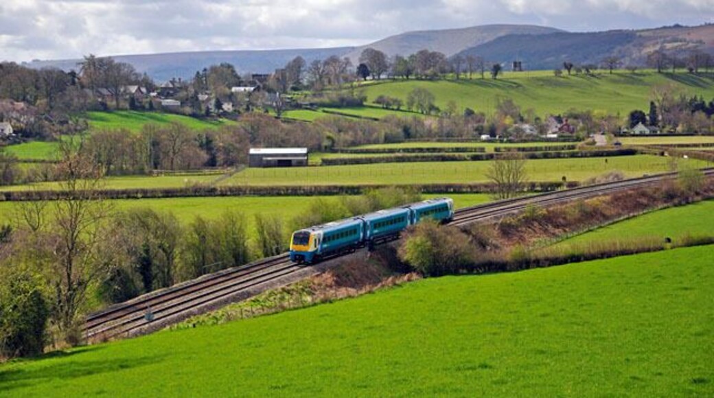 The Marches Line In the distance on the left can be seen the village of Llanfihangel Crucorney, whilst on the right are the Black Mountains.