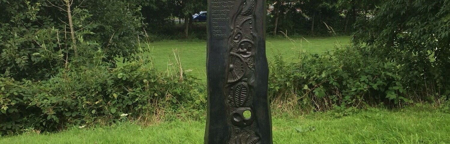Along the Leeds Liverpool canal you will find several of these. Funded by the national lottery, they are signposts for cyclists with distances in miles to the towns along the canal path.