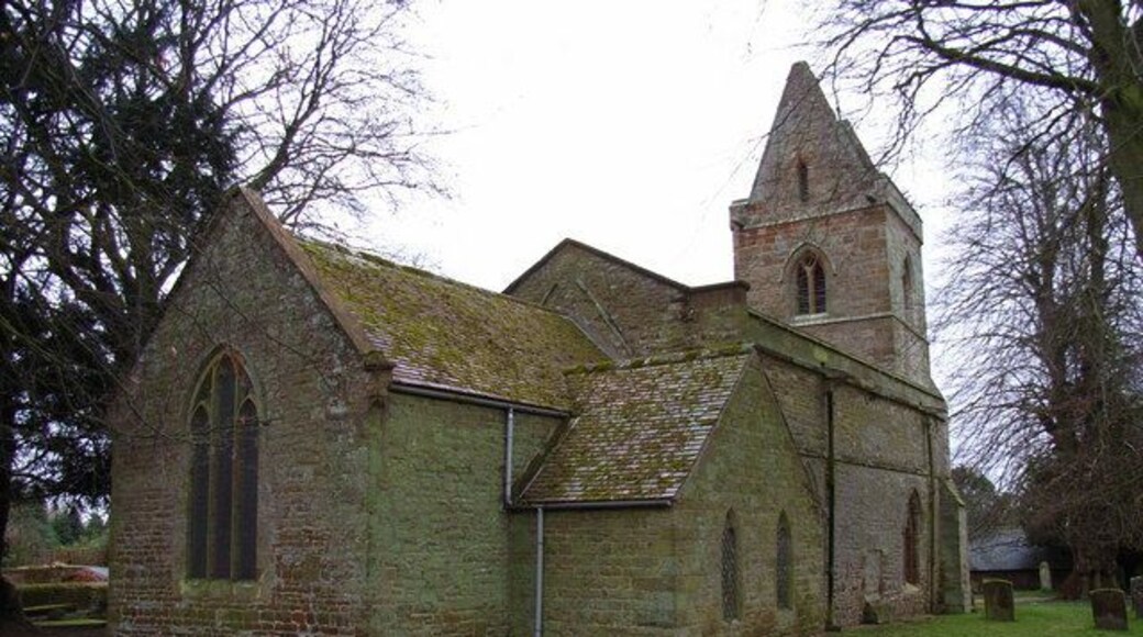 St Peter and St Paul's, Maidford. Like many in Northamptonshire this church has a triangularly topped tower.