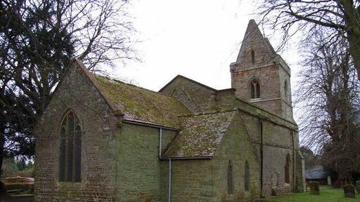 St Peter and St Paul's, Maidford. Like many in Northamptonshire this church has a triangularly topped tower.