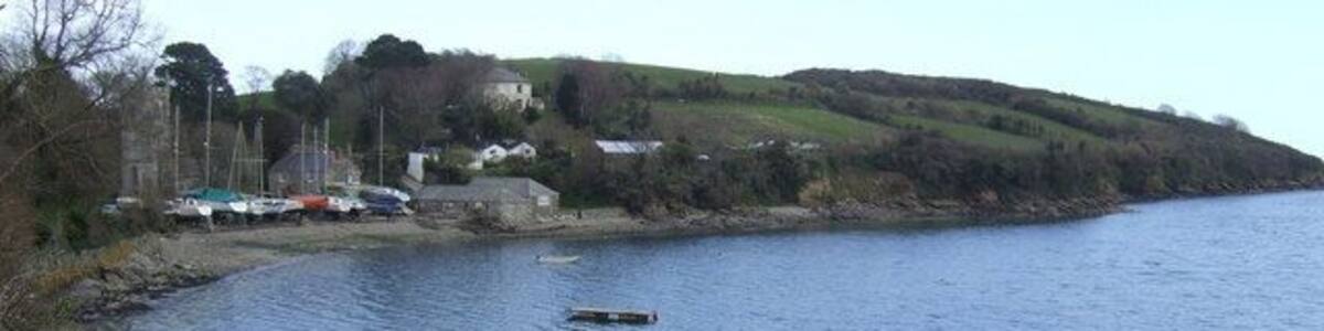 Gillan Harbour At St. Anthony-in-Meneage; Dennis Head is at the end of the land to the right.