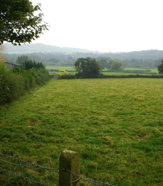 Field adjacent to Llanfrechfa/Ponthir border This view is over a barbed-wire topped fence next to a roadside bench. 1768487 The view from the bench https://www.geograph.org.uk/photo/1768493 is spoilt by the fence, which seems to defeat the purpose of placing a bench in this location.