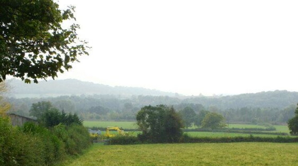 Field adjacent to Llanfrechfa/Ponthir border This view is over a barbed-wire topped fence next to a roadside bench. 1768487 The view from the bench https://www.geograph.org.uk/photo/1768493 is spoilt by the fence, which seems to defeat the purpose of placing a bench in this location.