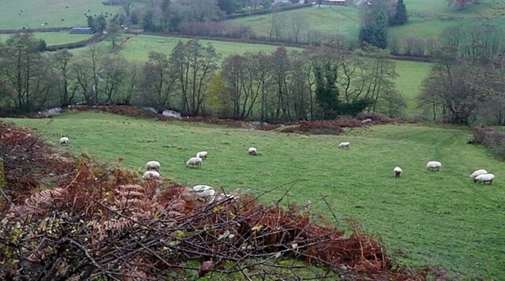 Towards Reilth Farm Looking down into the River Unk valley and to Reilth Farm, a valley sheep farm. The rain was starting again in earnest.
