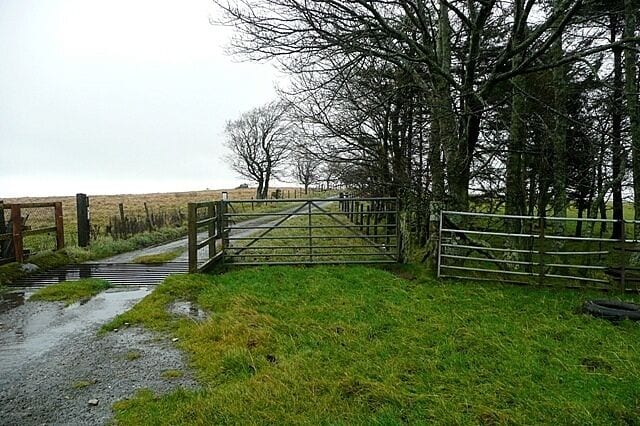 Cattle grid at Round Bank One of many cattle grids in the area. Most of the roads are fenced on one side, and the grids seem to be to stop animals wandering from one farm to another. This road is on the Churchtown Hill plateau heading towards Edenhope Hill.