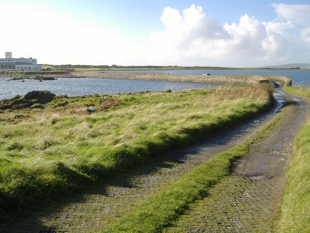 St. Michael's Isle causeway, Isle of Man Looking towards the Langness peninsula with the Golf Links hotel visible.