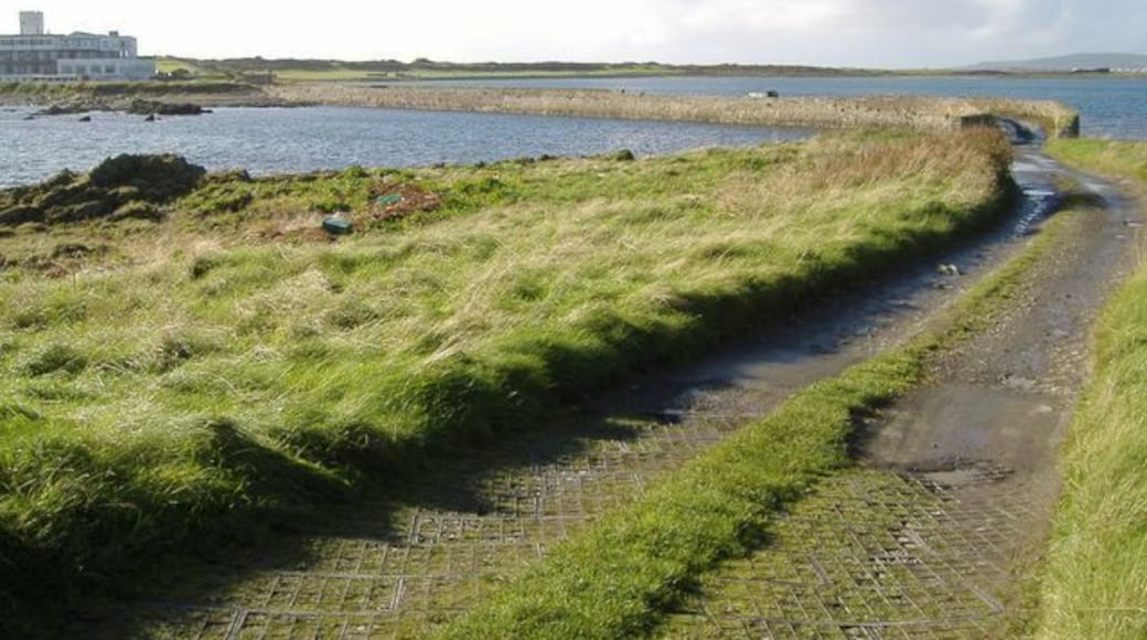 St. Michael's Isle causeway, Isle of Man Looking towards the Langness peninsula with the Golf Links hotel visible.