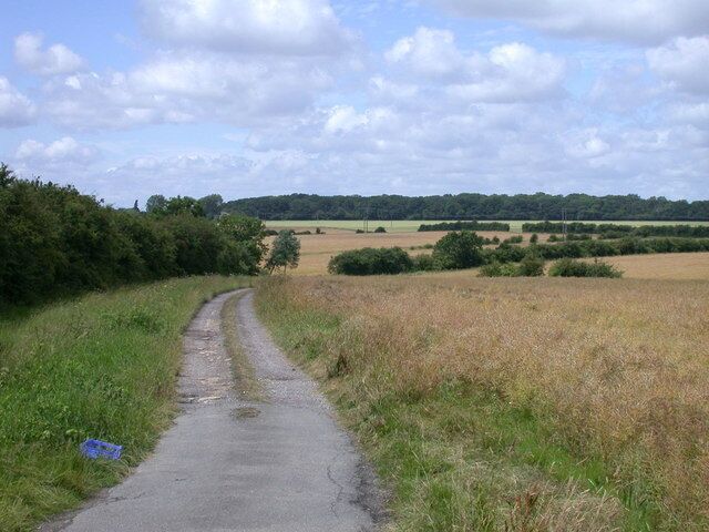 Public footpath to Caldecote Also the track to Wood Farm
