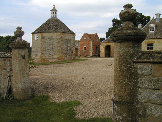 Honington Hall : stables, granary and dovecote According to the Victoria County History, the stables (r) granary (centre) and dovecote (l) are thought to date from before the main house, possibly late 16th or early 17th century.
